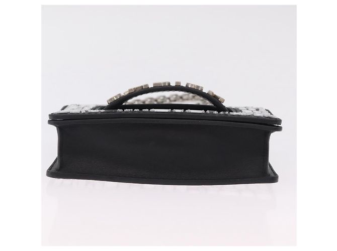 Borsa a tracolla con catena Christian Dior J'adior in pelle nera e argento Auth ka6468SAM Nero - vista 9