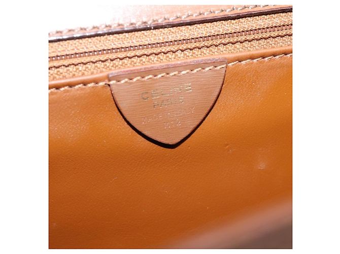 Céline Bolsa de Ombro CELINE Couro Marrom Dourado Auth 205342 - vista 12
