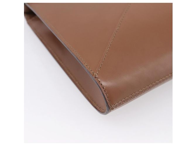 Céline Bolsa de Ombro CELINE Couro Marrom Dourado Auth 205342 - vista 14