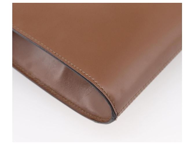 Céline Bolsa de Ombro CELINE Couro Marrom Dourado Auth 205342 - vista 16