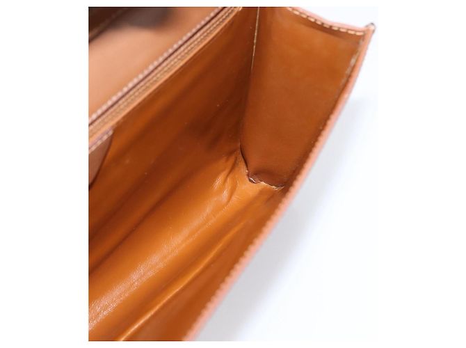 Céline Bolsa de Ombro CELINE Couro Marrom Dourado Auth 205342 - vista 18