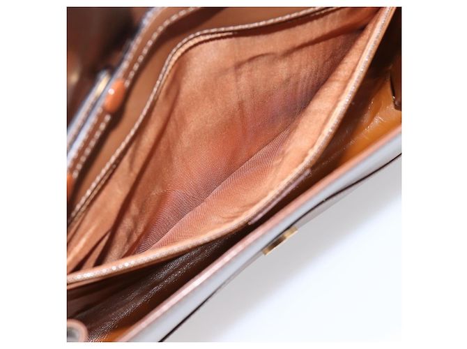 Céline Bolsa de Ombro CELINE Couro Marrom Dourado Auth 205342 - vista 21