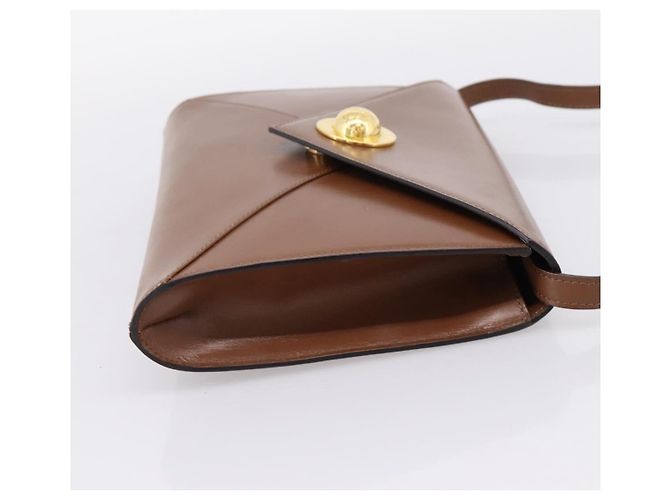 Céline Bolsa de Ombro CELINE Couro Marrom Dourado Auth 205342 - vista 4
