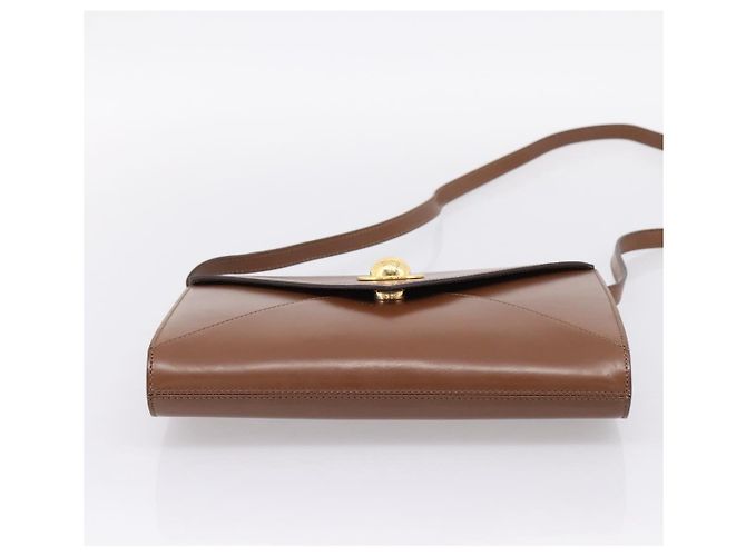 Céline Bolsa de Ombro CELINE Couro Marrom Dourado Auth 205342 - vista 5