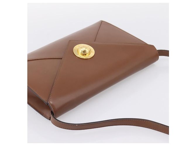Céline Bolsa de Ombro CELINE Couro Marrom Dourado Auth 205342 - vista 6