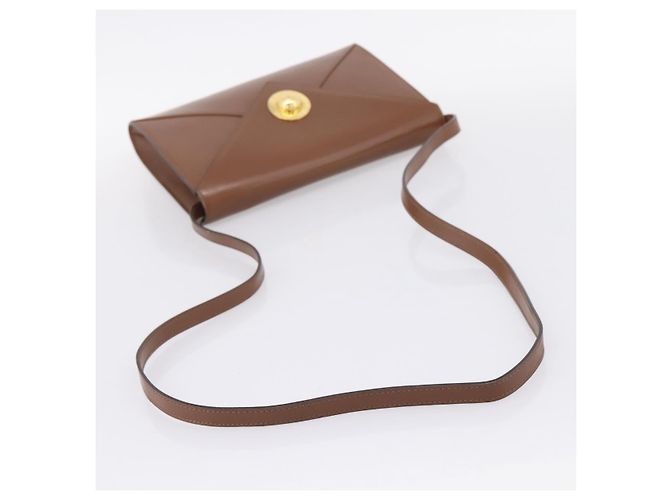 Céline Bolsa de Ombro CELINE Couro Marrom Dourado Auth 205342 - vista 7