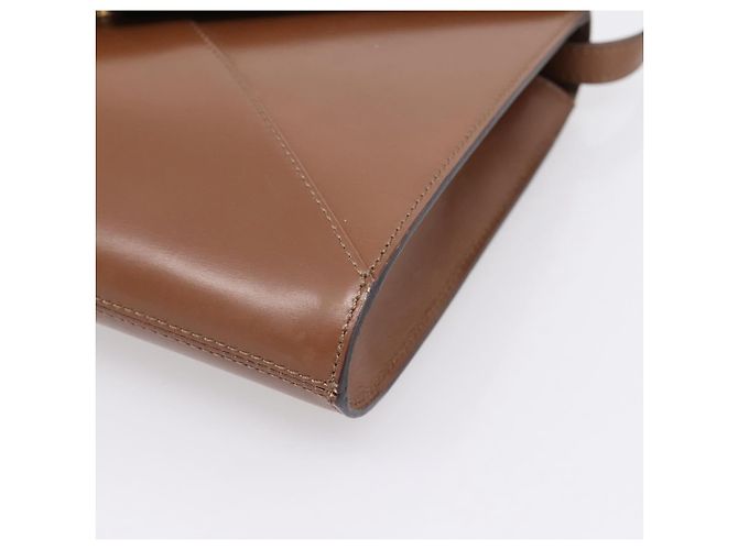 Céline Bolsa de Ombro CELINE Couro Marrom Dourado Auth 205342 - vista 9