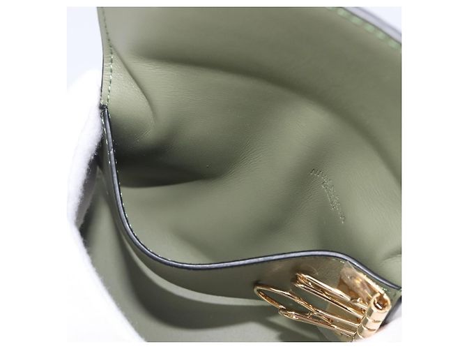 LOEWE Key Case Leather Green Gold Tone Auth LN100M - view 10