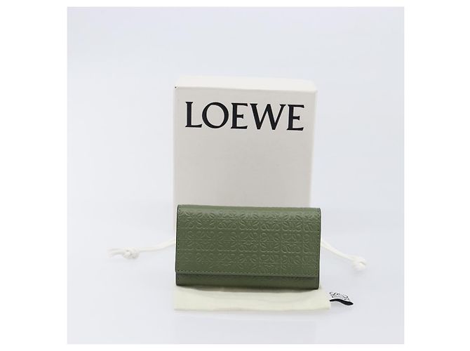 LOEWE Key Case Leather Green Gold Tone Auth LN100M - view 12