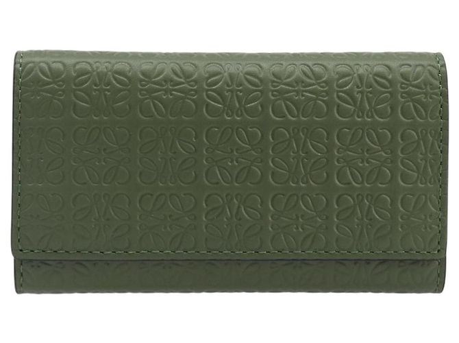 LOEWE Key Case Leather Green Gold Tone Auth LN100M - view 13