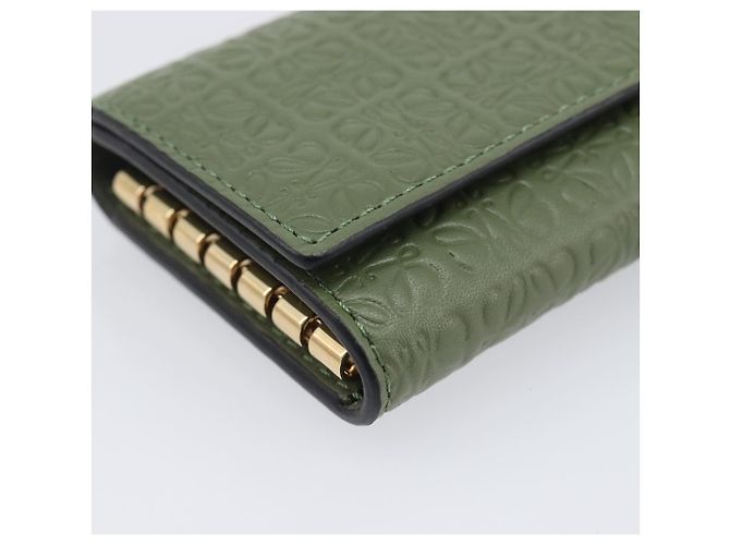 LOEWE Key Case Leather Green Gold Tone Auth LN100M - view 14