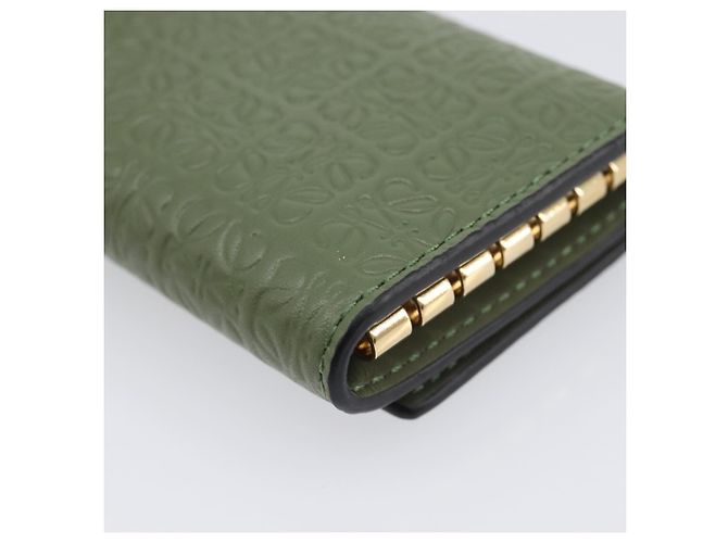 LOEWE Key Case Leather Green Gold Tone Auth LN100M - view 15