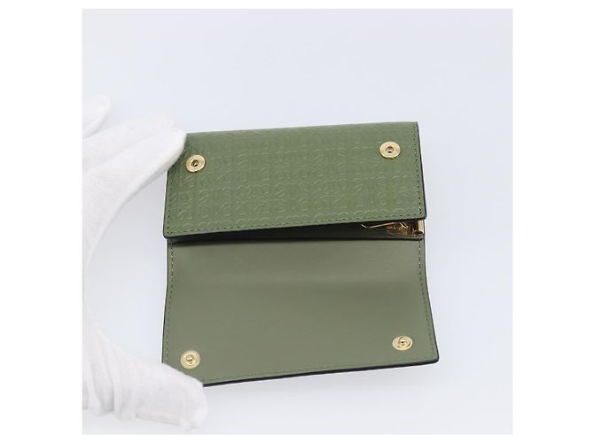 LOEWE Key Case Leather Green Gold Tone Auth LN100M - view 17