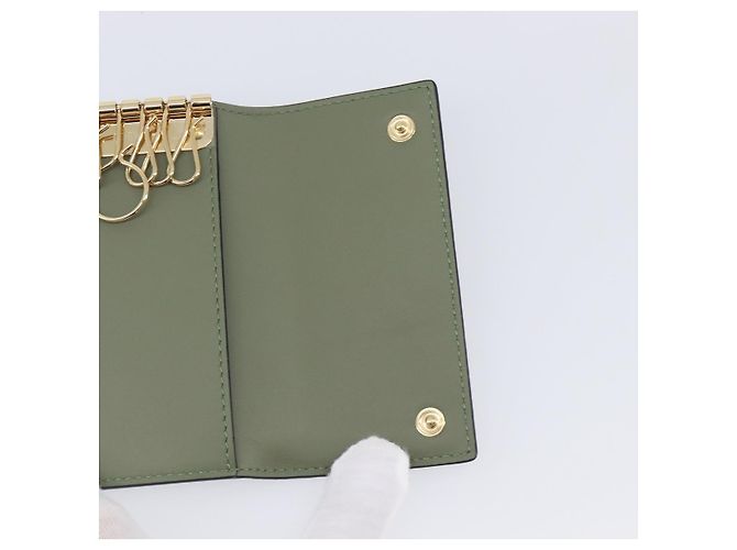 LOEWE Key Case Leather Green Gold Tone Auth LN100M - view 18