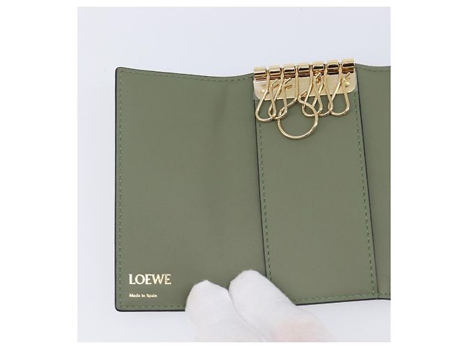 LOEWE Key Case Leather Green Gold Tone Auth LN100M - view 19