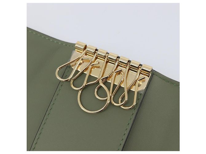 LOEWE Key Case Leather Green Gold Tone Auth LN100M - view 21