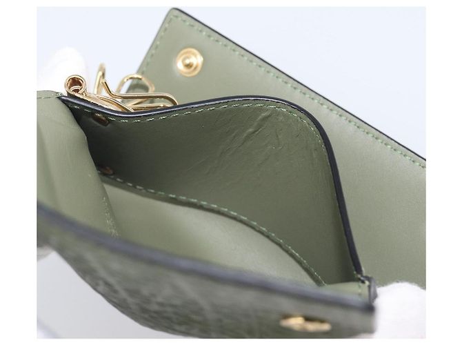 LOEWE Key Case Leather Green Gold Tone Auth LN100M - view 22