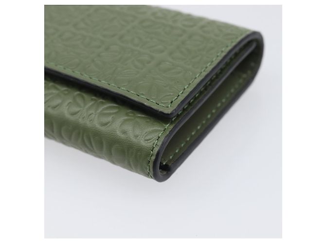 LOEWE Key Case Leather Green Gold Tone Auth LN100M - view 7