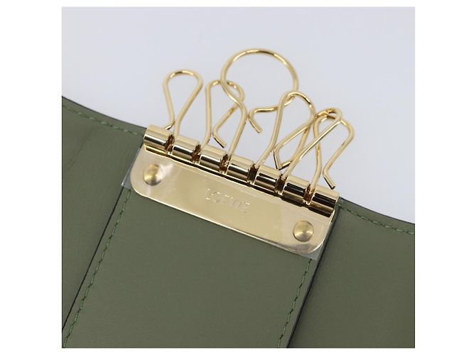 LOEWE Key Case Leather Green Gold Tone Auth LN100M - view 9