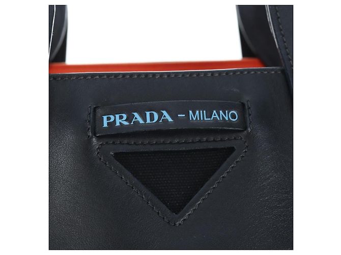 Sac Tote PRADA Uverture Canvas 2way Noir Argent Auth 206647 Argenté - vue 20