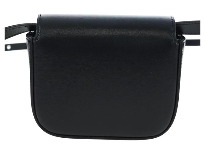 Céline CELINE Triomphe Shoulder Pouch Leder Schwarz Gold Auth LN079M Golden - Ansicht 2