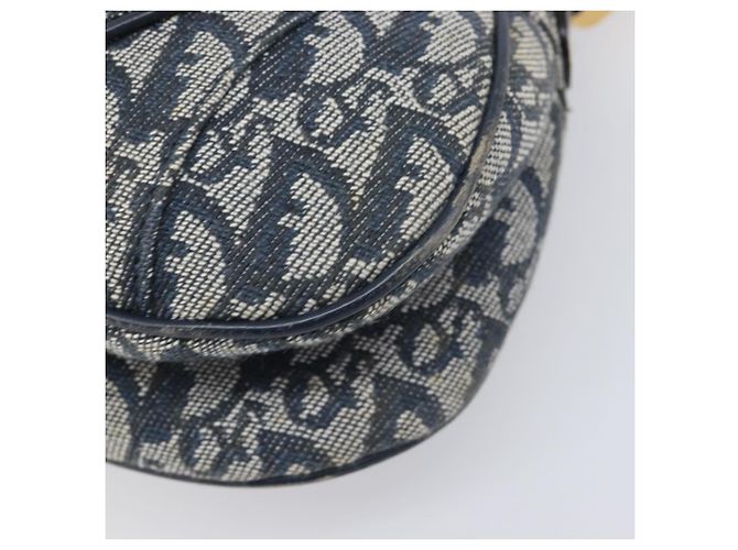Borsa Double Saddle Christian Dior Trotter Canvas Navy Gold Tone Auth 206654V Blu navy - vista 13