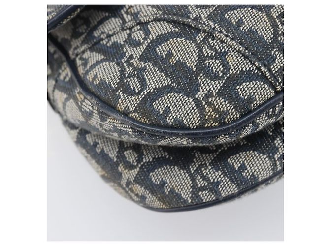 Borsa Double Saddle Christian Dior Trotter Canvas Navy Gold Tone Auth 206654V Blu navy - vista 14