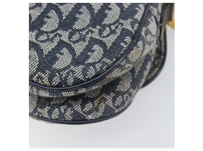 Borsa Double Saddle Christian Dior Trotter Canvas Navy Gold Tone Auth 206654V Blu navy - vista 15