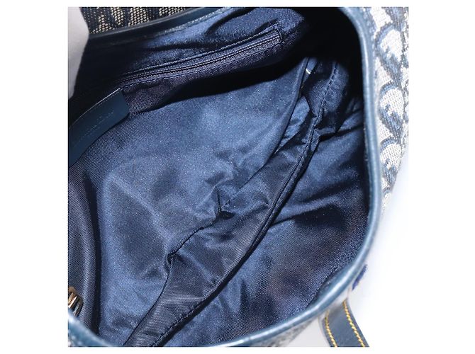 Borsa Double Saddle Christian Dior Trotter Canvas Navy Gold Tone Auth 206654V Blu navy - vista 21