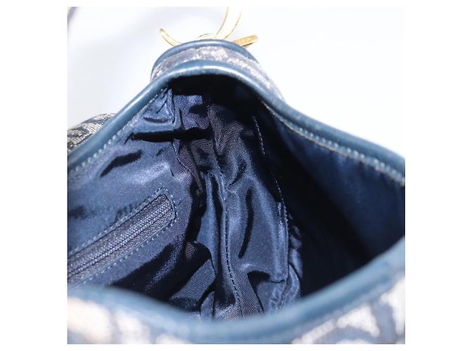 Borsa Double Saddle Christian Dior Trotter Canvas Navy Gold Tone Auth 206654V Blu navy - vista 22
