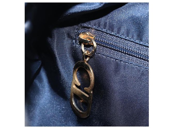 Borsa Double Saddle Christian Dior Trotter Canvas Navy Gold Tone Auth 206654V Blu navy - vista 24