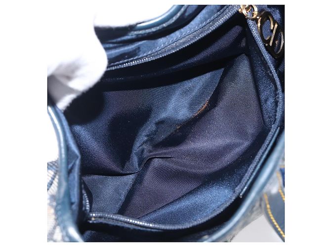 Borsa Double Saddle Christian Dior Trotter Canvas Navy Gold Tone Auth 206654V Blu navy - vista 25