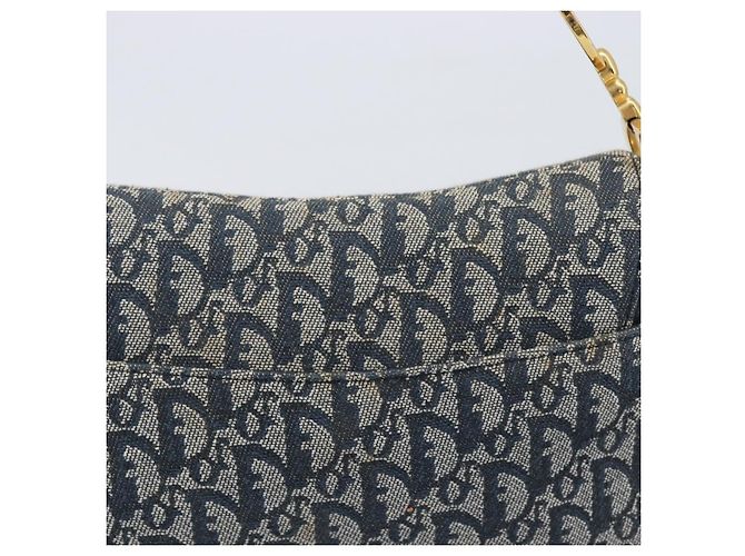 Borsa Double Saddle Christian Dior Trotter Canvas Navy Gold Tone Auth 206654V Blu navy - vista 4