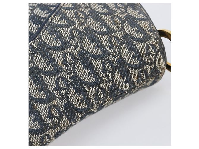 Borsa Double Saddle Christian Dior Trotter Canvas Navy Gold Tone Auth 206654V Blu navy - vista 8