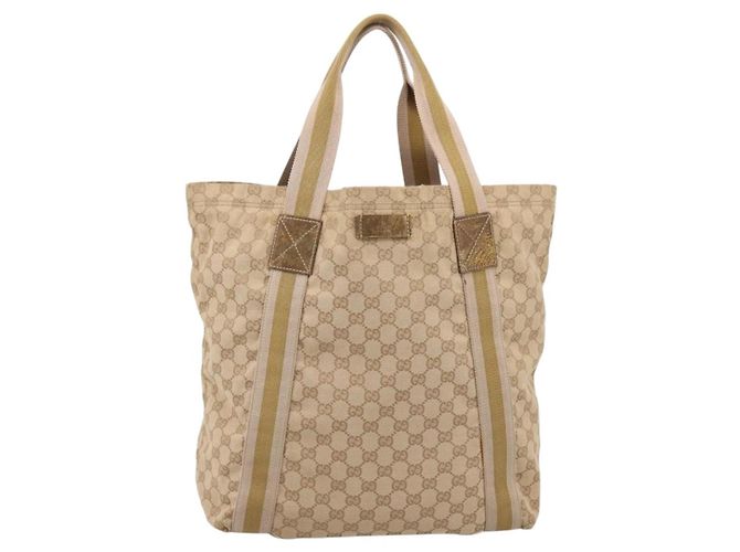 Borsa Tote GUCCI GG Canvas Sherry Line Beige 189669 Auth 206693 - vista 13