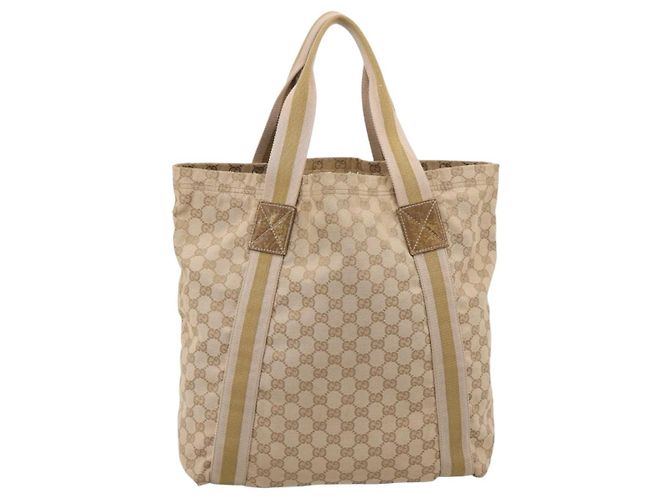 Borsa Tote GUCCI GG Canvas Sherry Line Beige 189669 Auth 206693 - vista 2