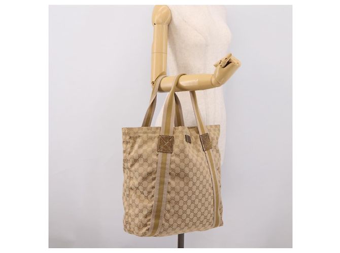 Borsa Tote GUCCI GG Canvas Sherry Line Beige 189669 Auth 206693 - vista 20