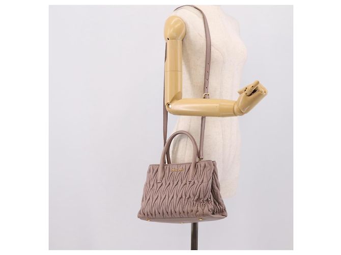 Borsa a mano Miu Miu Matelassé in pelle 2way Viola Oro Auth 206929A D'oro Porpora - vista 27