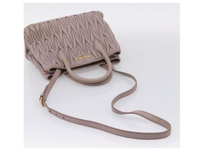 Borsa a mano Miu Miu Matelassé in pelle 2way Viola Oro Auth 206929A D'oro Porpora - vista 9