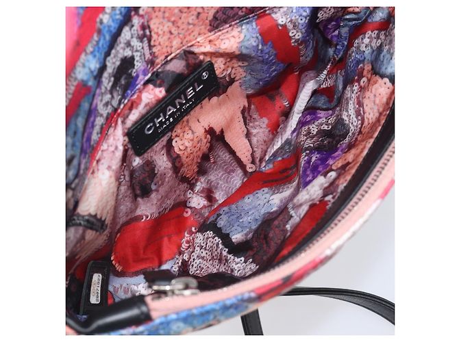 CHANEL Matelasse Schultertasche mit Kette aus Baumwolle Multicolor Silver CC Auth 204495M Silber Mehrfarben - Ansicht 10