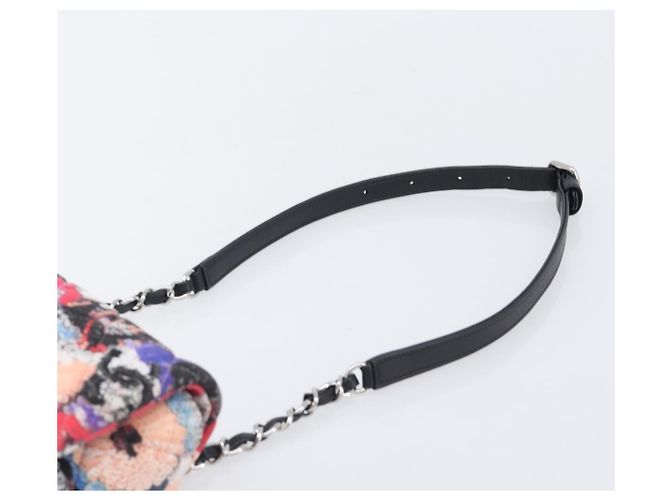 CHANEL Matelasse Schultertasche mit Kette aus Baumwolle Multicolor Silver CC Auth 204495M Silber Mehrfarben - Ansicht 14