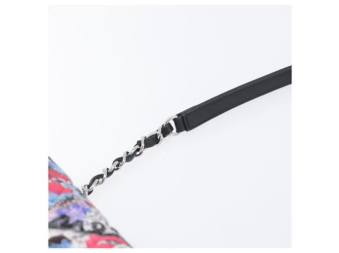 CHANEL Matelasse Schultertasche mit Kette aus Baumwolle Multicolor Silver CC Auth 204495M Silber Mehrfarben - Ansicht 15