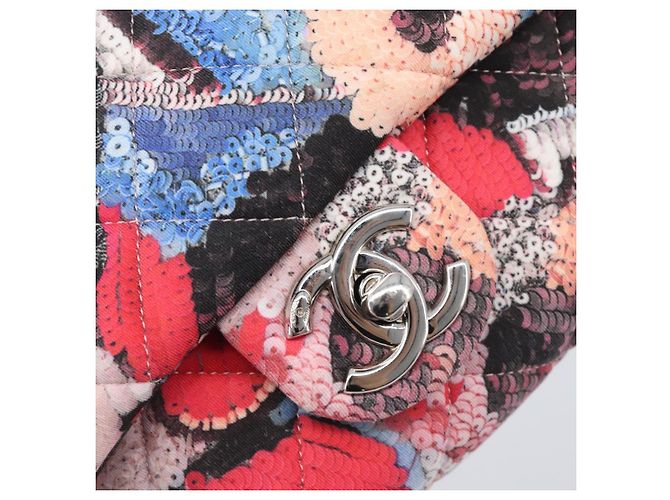 CHANEL Matelasse Schultertasche mit Kette aus Baumwolle Multicolor Silver CC Auth 204495M Silber Mehrfarben - Ansicht 21