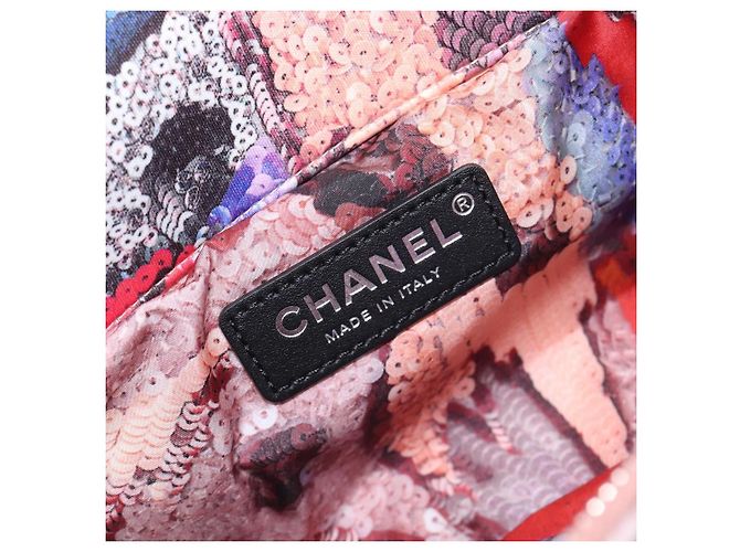 CHANEL Matelasse Schultertasche mit Kette aus Baumwolle Multicolor Silver CC Auth 204495M Silber Mehrfarben - Ansicht 23