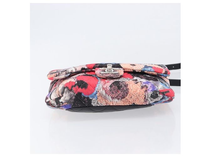 CHANEL Matelasse Schultertasche mit Kette aus Baumwolle Multicolor Silver CC Auth 204495M Silber Mehrfarben - Ansicht 5