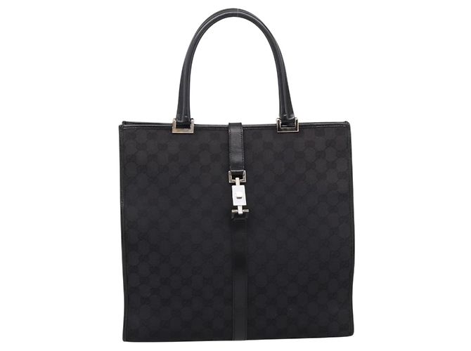 GUCCI GG Canvas Tote Bag Schwarz Silber 002 1064 Auth am12702A - Ansicht 13