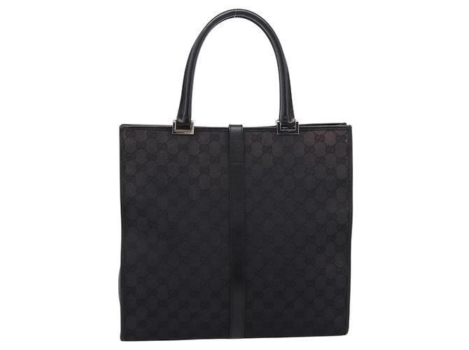 GUCCI GG Canvas Tote Bag Schwarz Silber 002 1064 Auth am12702A - Ansicht 2
