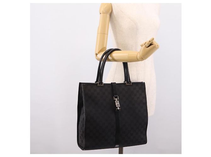 GUCCI GG Canvas Tote Bag Schwarz Silber 002 1064 Auth am12702A - Ansicht 23