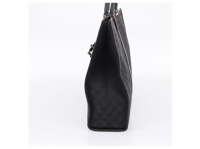 GUCCI GG Canvas Tote Bag Schwarz Silber 002 1064 Auth am12702A - Ansicht 4
