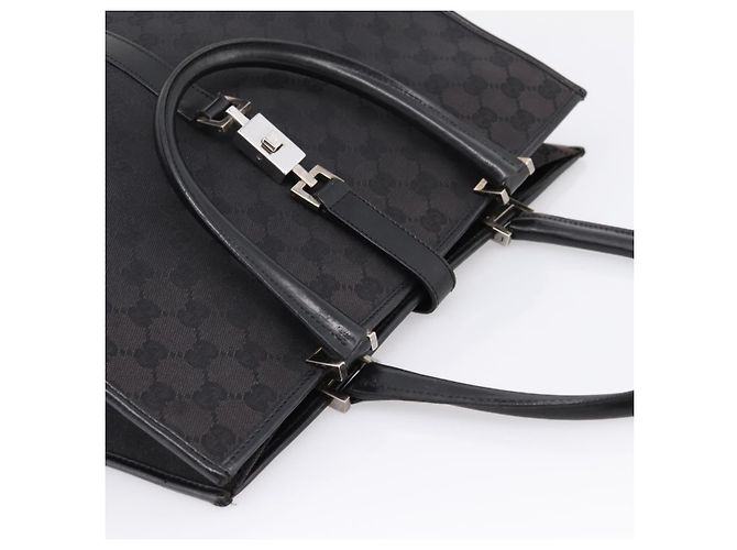 GUCCI GG Canvas Tote Bag Schwarz Silber 002 1064 Auth am12702A - Ansicht 6